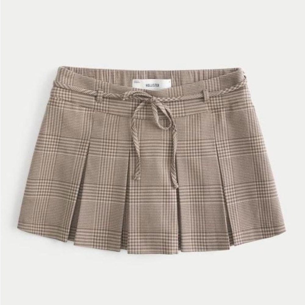Hollister Tan and Red Plaid Mini Skirt